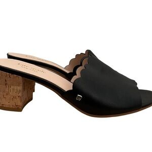 Kate Spade Scalloped Black Leather Mules